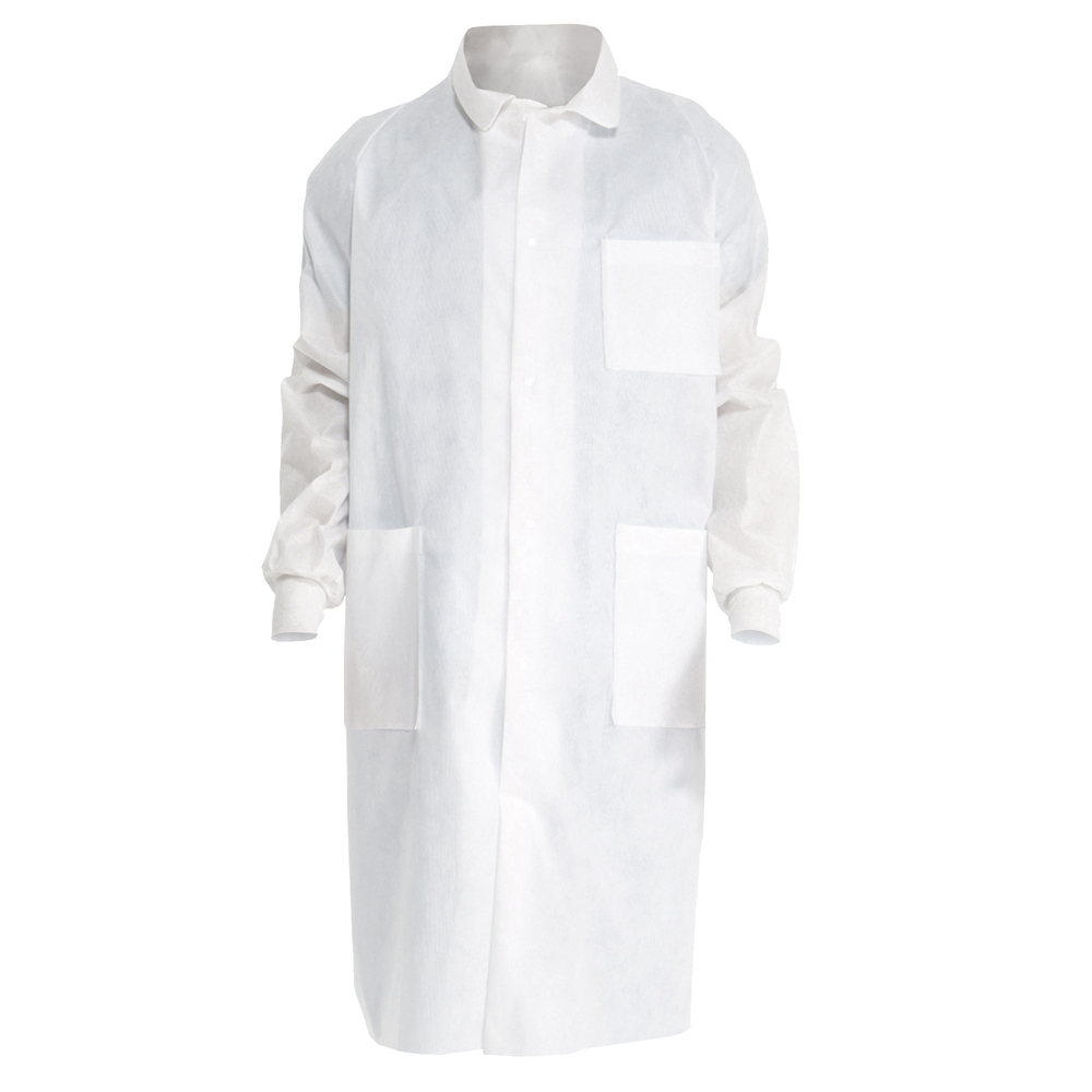Medium Case of 25 Liberty ProGard SMS Polypropylene 3-Pockets Lab Coat with Knit Collar and Cuff Liberty Glove & Safety 19311M 