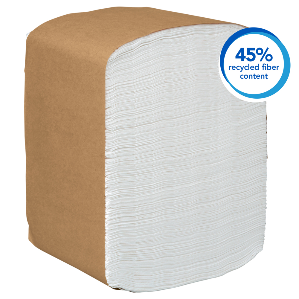 Scott® Dinner Paper Napkins (98730), Disposable, White, 1/8 Fold, 1Ply