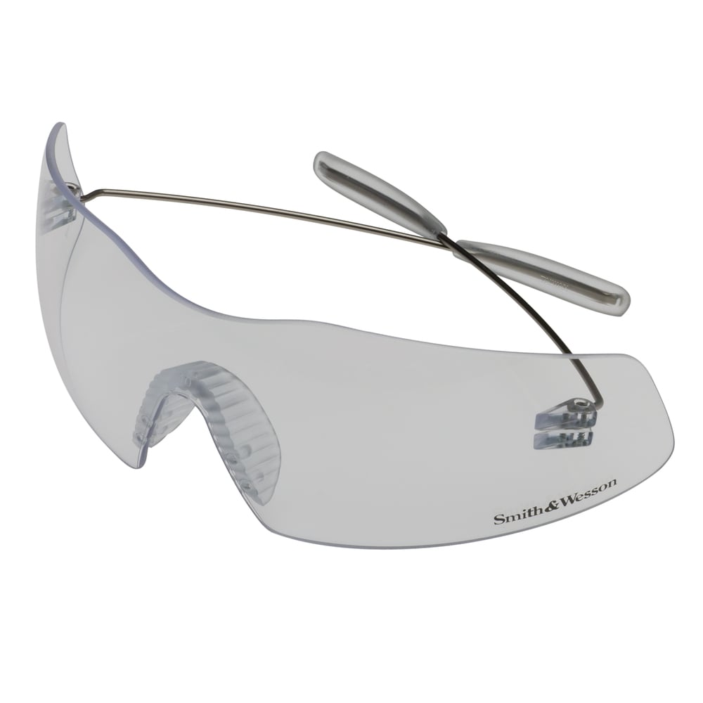 Smith & Wesson® Phantom Safety Glasses (19839), Pewter Frame, Clear Lens, 12 Pairs / Case