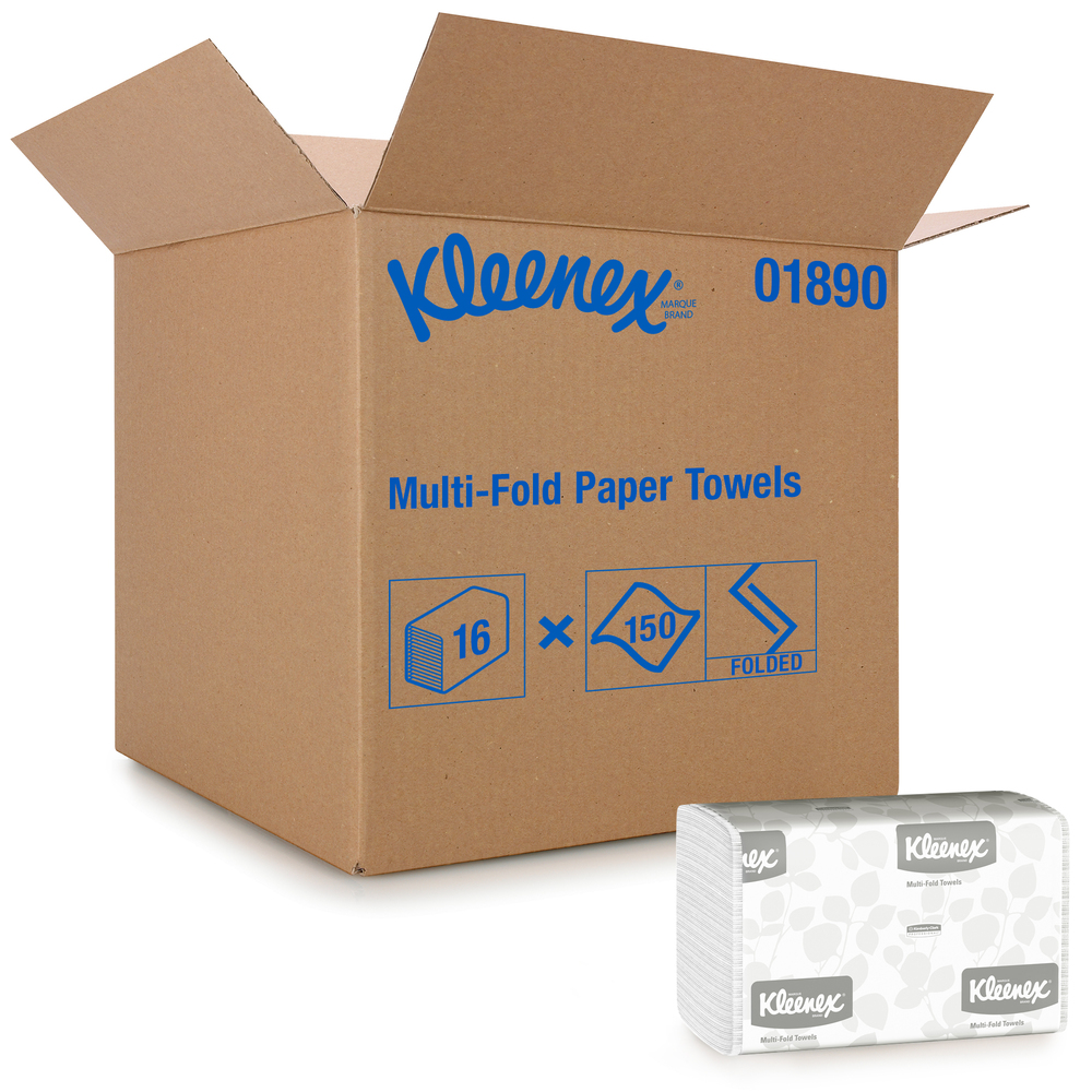 Kleenex® Multifold Paper Towels (01890), Absorbent, White, 16 Packs