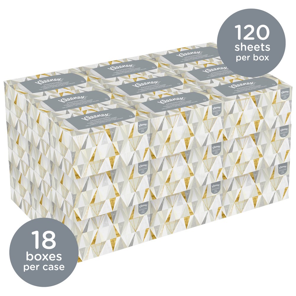 Kleenex® Hand Towels with Premium Absorbency Pockets (01701), Pop-Up Box, White, 18 Boxes / Case, 120 Hand Towels / Box, 2,160 Hand Towels / Case  - 01701