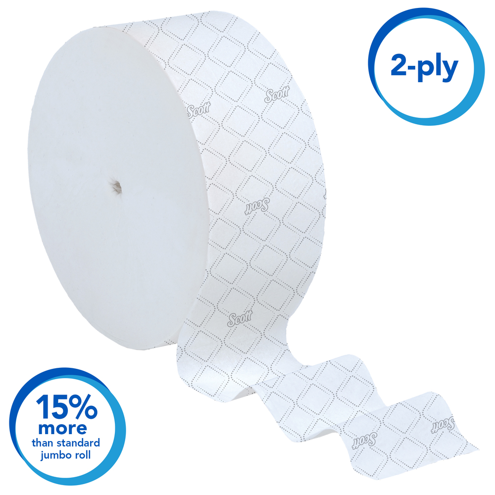 Scott® Essential Jumbo Roll Coreless Toilet Paper (07006), 2-Ply, White, 12 Rolls / Case, 1,150' / Roll, 13,800' / Case - 07006