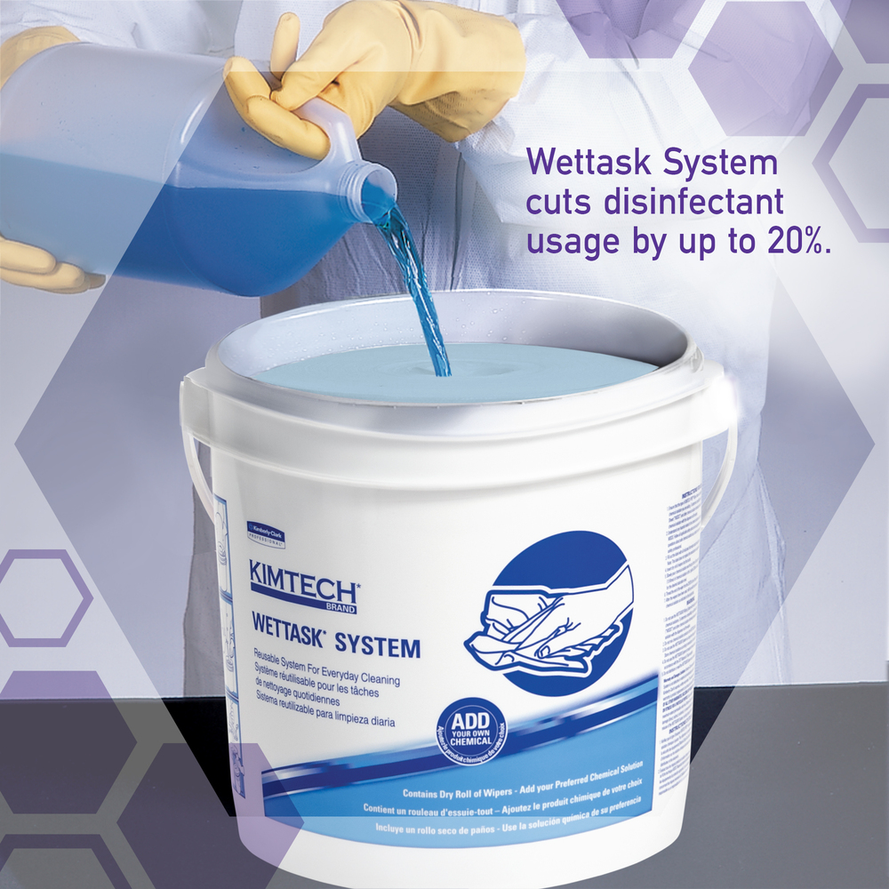 Kimtech™ WetTask System Prep Wipers for Bleach, Disinfectants and Sanitizers (06471), Hygienic Enclosed System Refills, 6 Rolls/Case, 140 Sheets/Roll - 06471