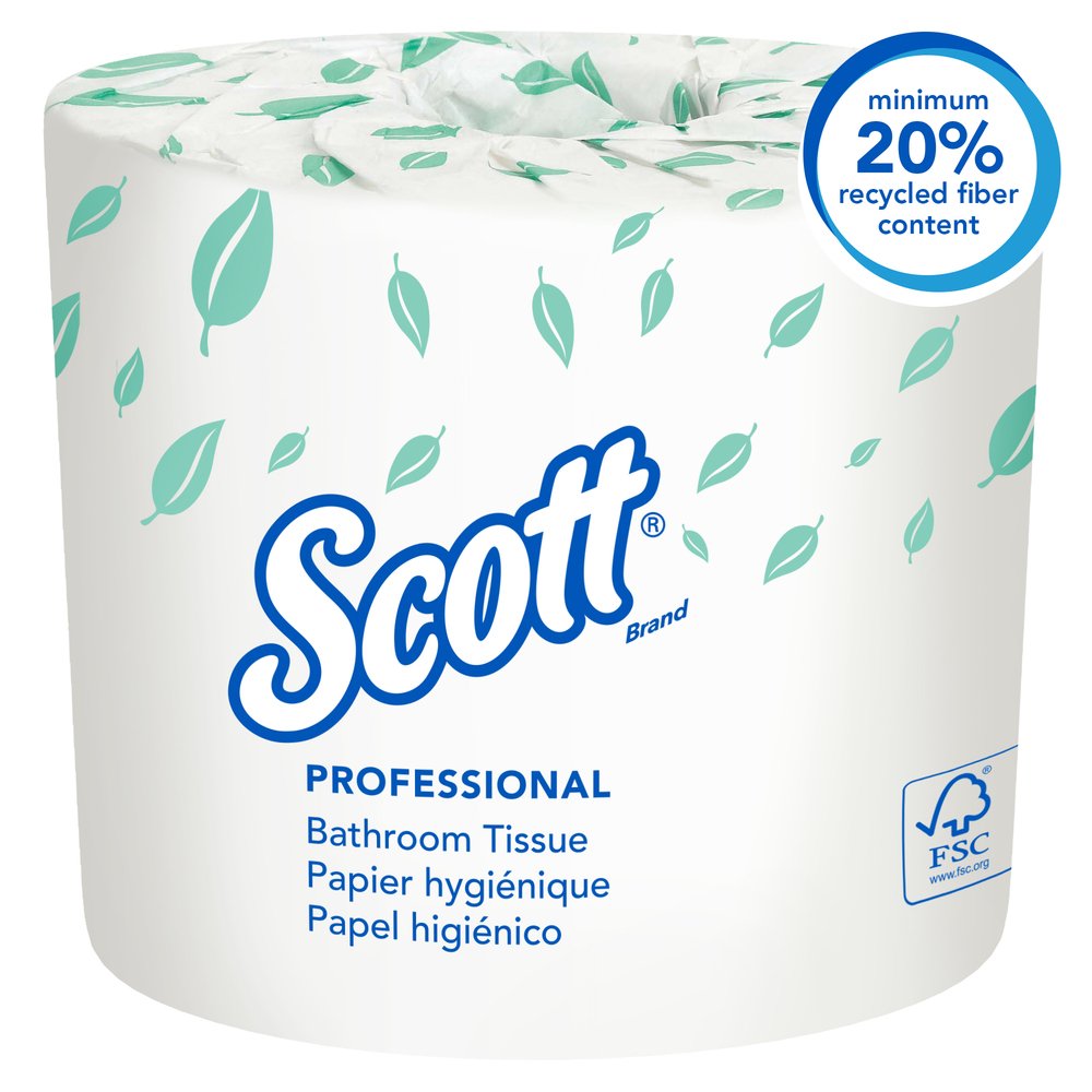 Scott® Essential Professional Standard Roll Bathroom Tissue (04460), 2-Ply, White, 80 Rolls / Case, 550 Sheets / Roll, 44,000 Sheets / Case - 04460