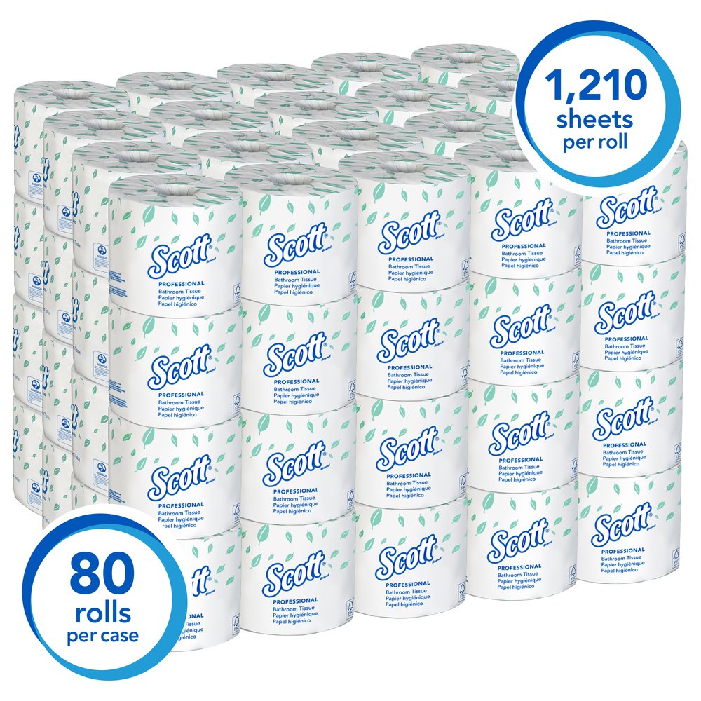 Scott Essential Professional Standard Roll Bathroom Tissue 04460 2 Ply White 80 Rolls Case 550 Sheets Roll 44 000 Sheets Case