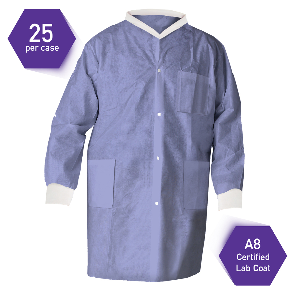 Kimtech™ A8 Certified Lab Coats with Knit Cuffs and Collar (10031 
