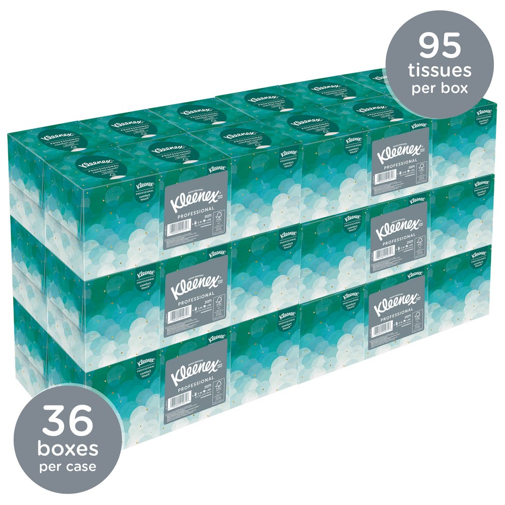 Kleenex® Professional Facial Tissue Cube for Business (21271), Upright Face Tissue Box, 6 Bundles / Case, 6 Boxes / Bundle, 36 Boxes / Case - 21271