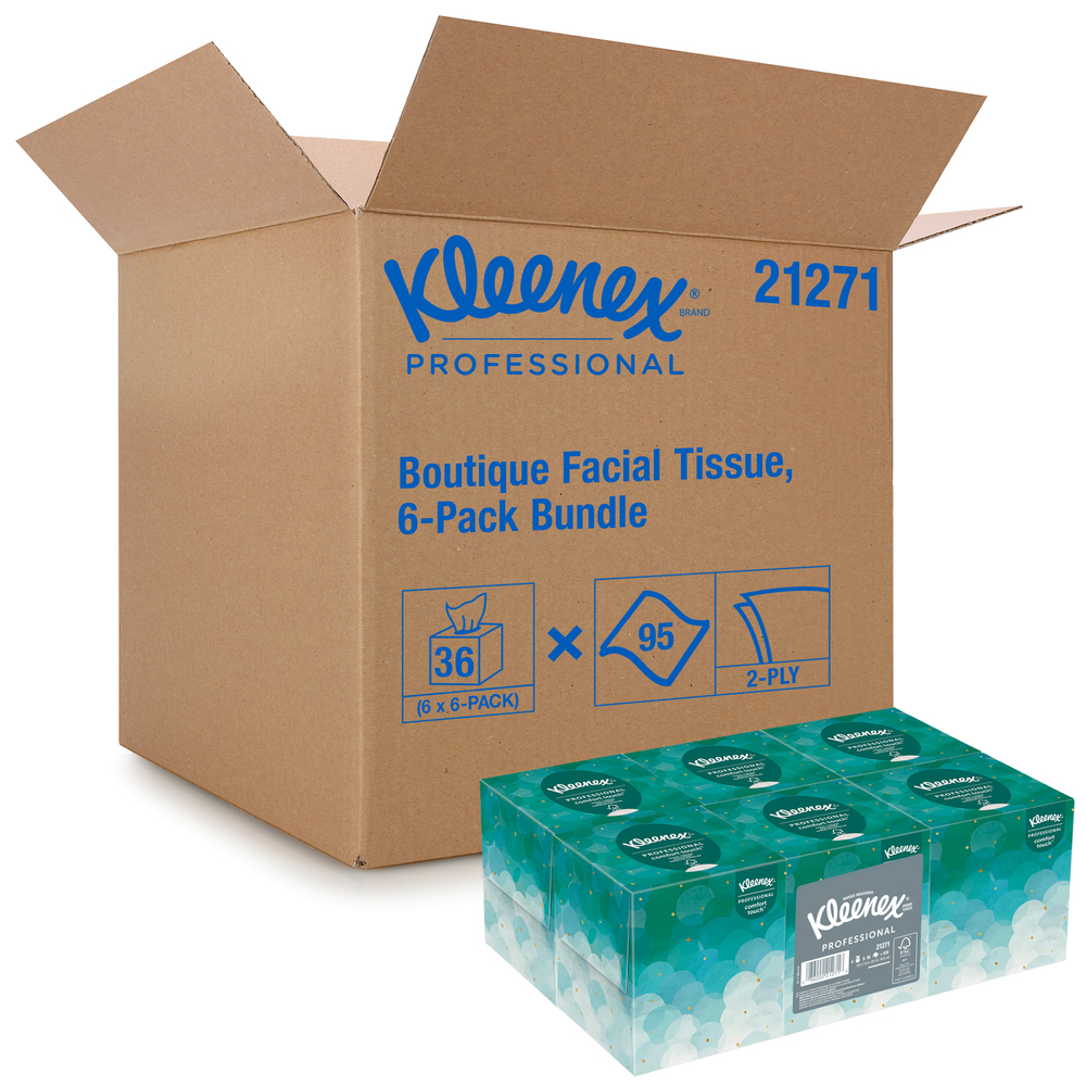 Kleenex® Professional Facial Tissue Cube for Business (21271), Upright Face Tissue Box, 6 Bundles / Case, 6 Boxes / Bundle, 36 Boxes / Case