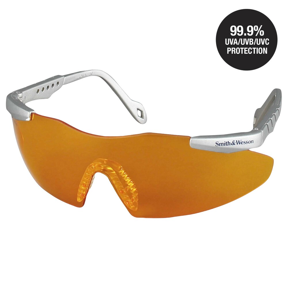 Smith & Wesson® Safety Glasses (19829), Magnum 3G Safety Eyewear, Orange Lenses with Platinum