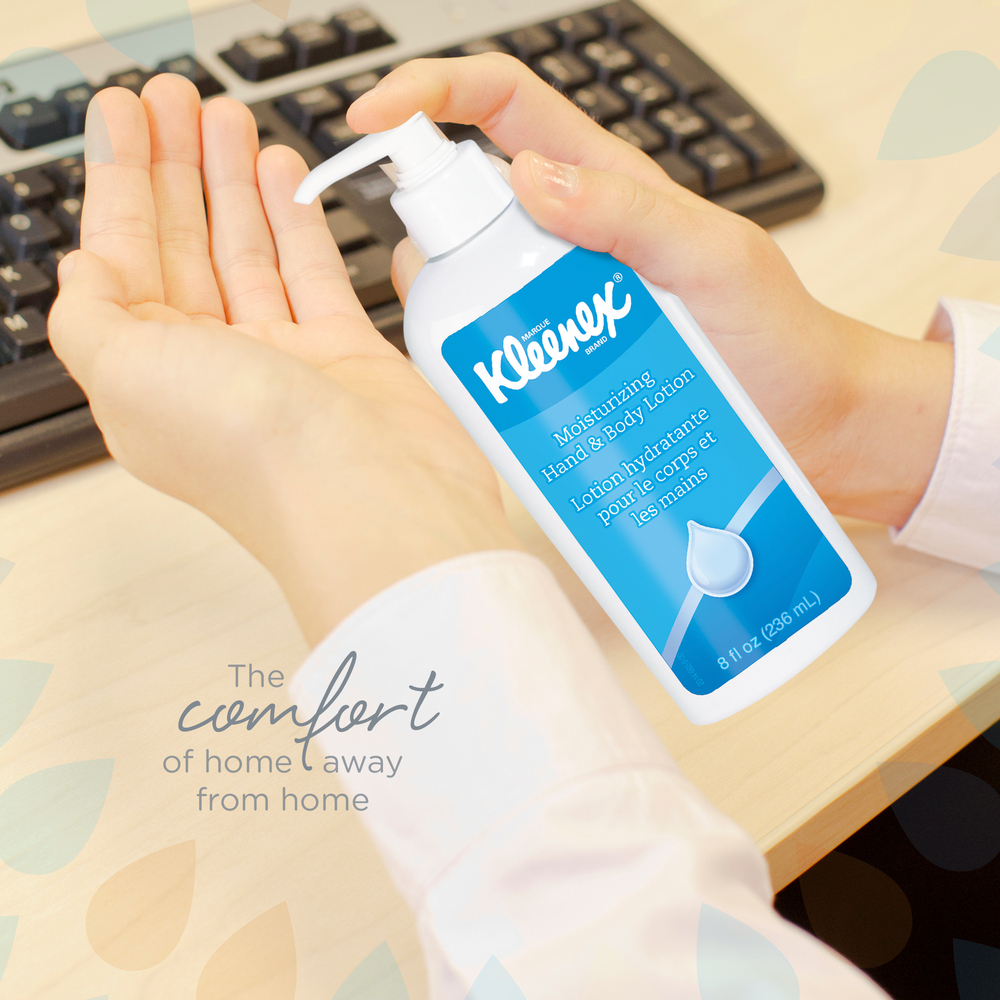 Kleenex® Moisturizing Hand & Body Lotion (35363), White, Fresh Fragrance, 8 oz. Pump Bottles, 12 / Case - 35363