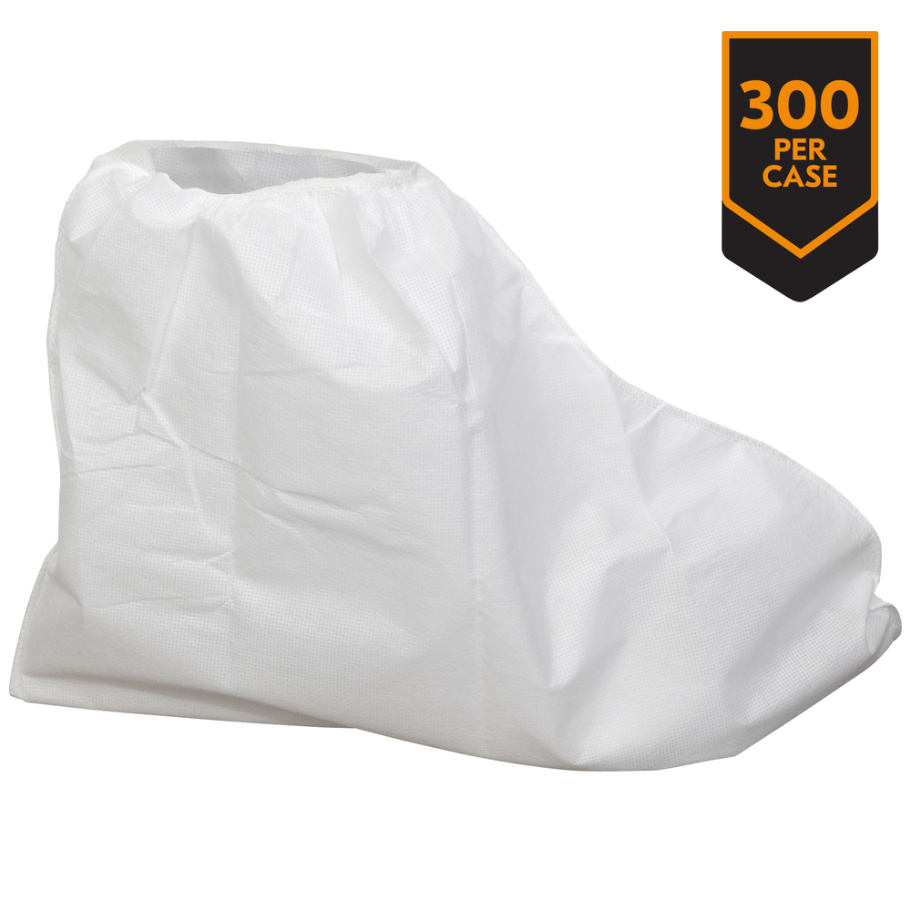 KleenGuard™ A20 Breathable Particle Protection Boot Covers (36880), Serged Seams, Elastic Opening, 13” Height, One Size, White, 300 / Case - 36880