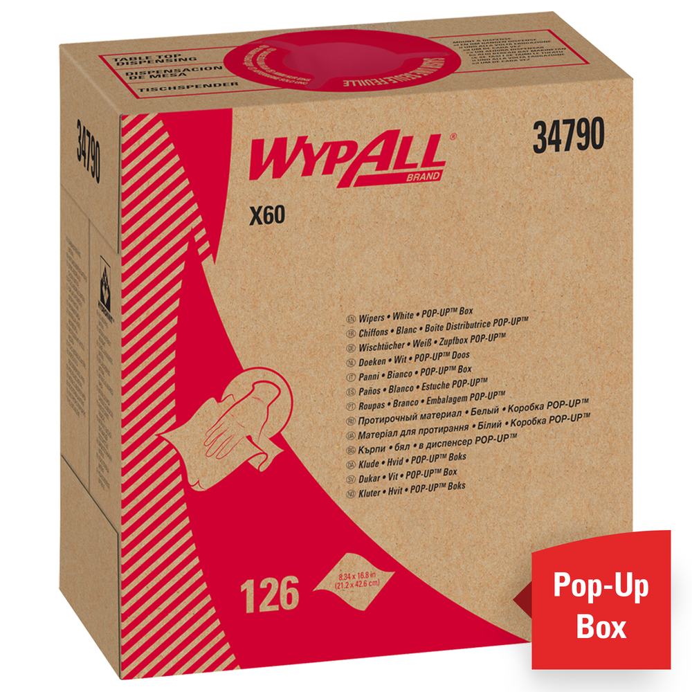 WypAll® X60 Reusable Cloths (34790), Pop-Up Box, White, 10 Boxes / Case ...