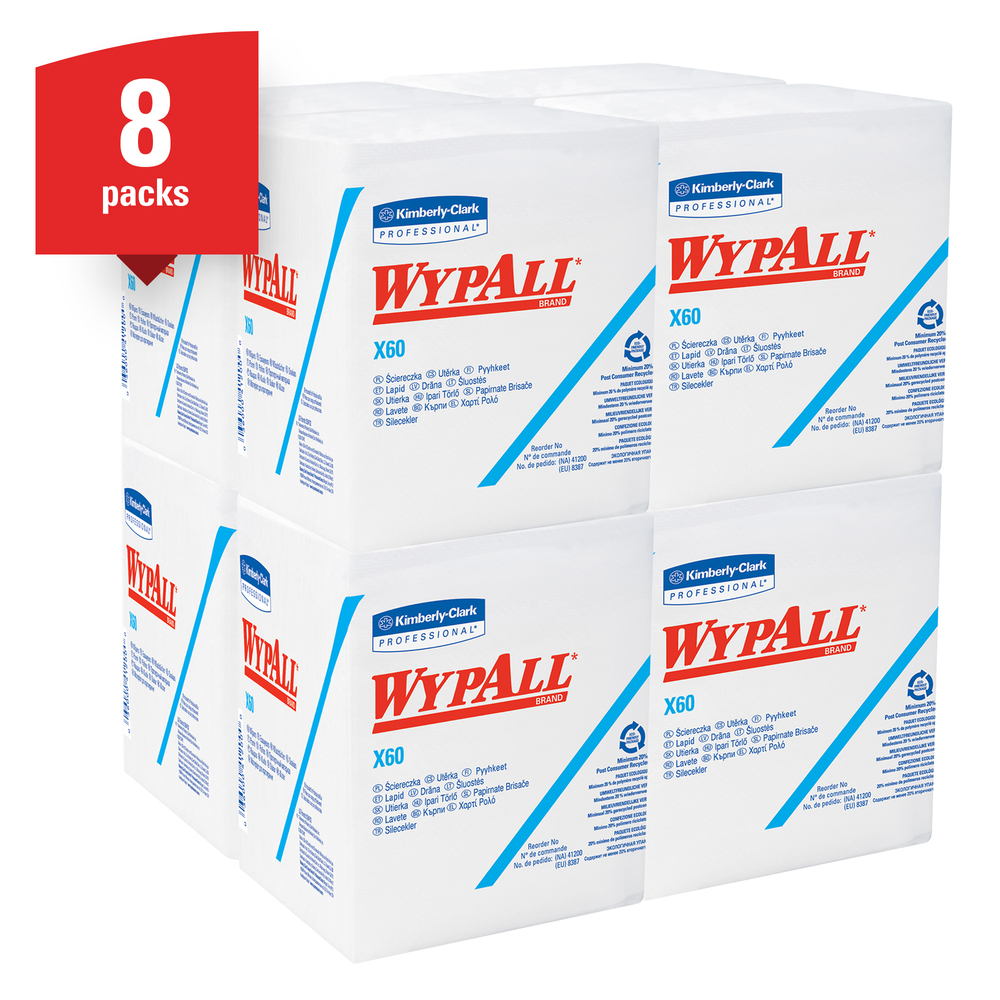 WypAll® X60 Washcloths (41083) with Hydroknit, 12.5 x 10, White