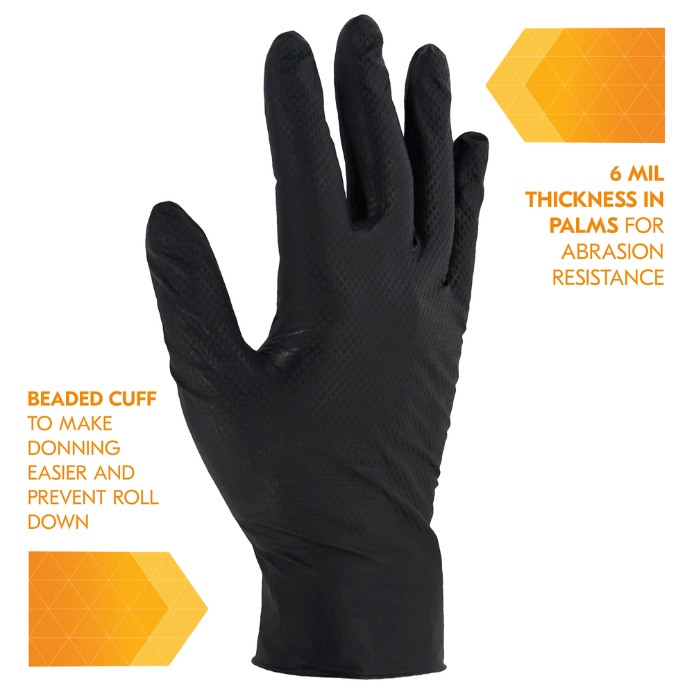 KleenGuard™ Kraken Grip Fully Textured Black Nitrile Gloves (49275