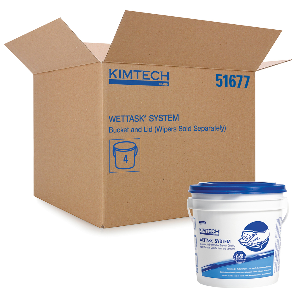 Kimtech Prep Bucket for the WetTask Wiping System (51677), 4 Buckets with Lids / Case - 51677