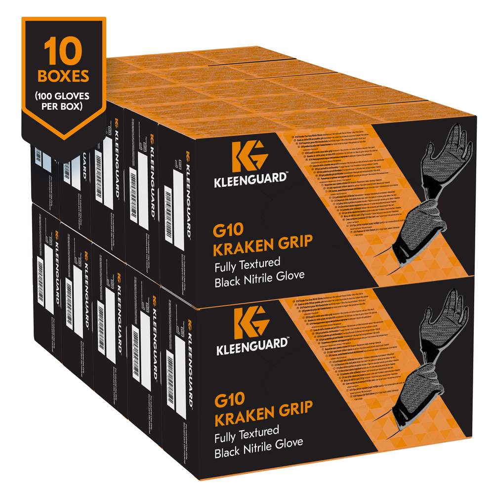 KleenGuard™ Kraken Grip Fully Textured Black Nitrile Gloves (49275