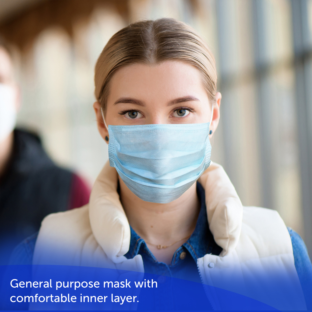 Kimberly-Clark Professional™ General Purpose Face Masks (53539), Not for Medical Use, Blue Mask, Elastic Earloops, Universal Size, 50 masks/carton, 40 cartons per case, 2,000 masks/case - 53539