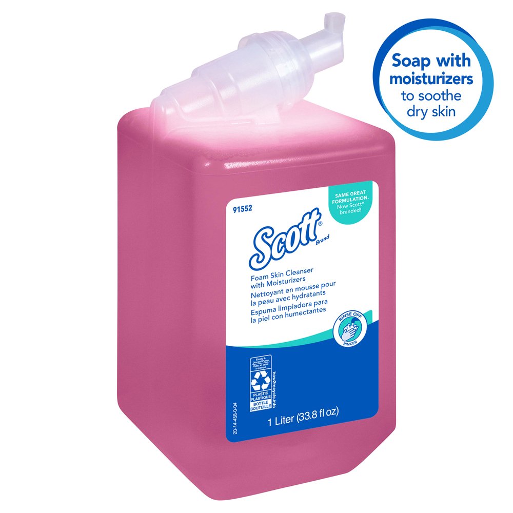 Scott® Pro Hand Soap with Moisturizers (91552), Pink, Floral Scent, 1.0L Bottles, 6 Bottles / Case  - 91552