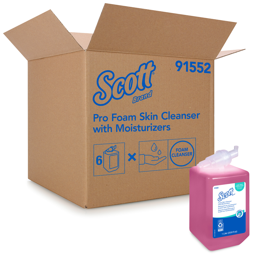 Scott® Pro Hand Soap with Moisturizers (91552), Pink, Floral Scent, 1.0L Bottles, 6 Bottles / Case 
