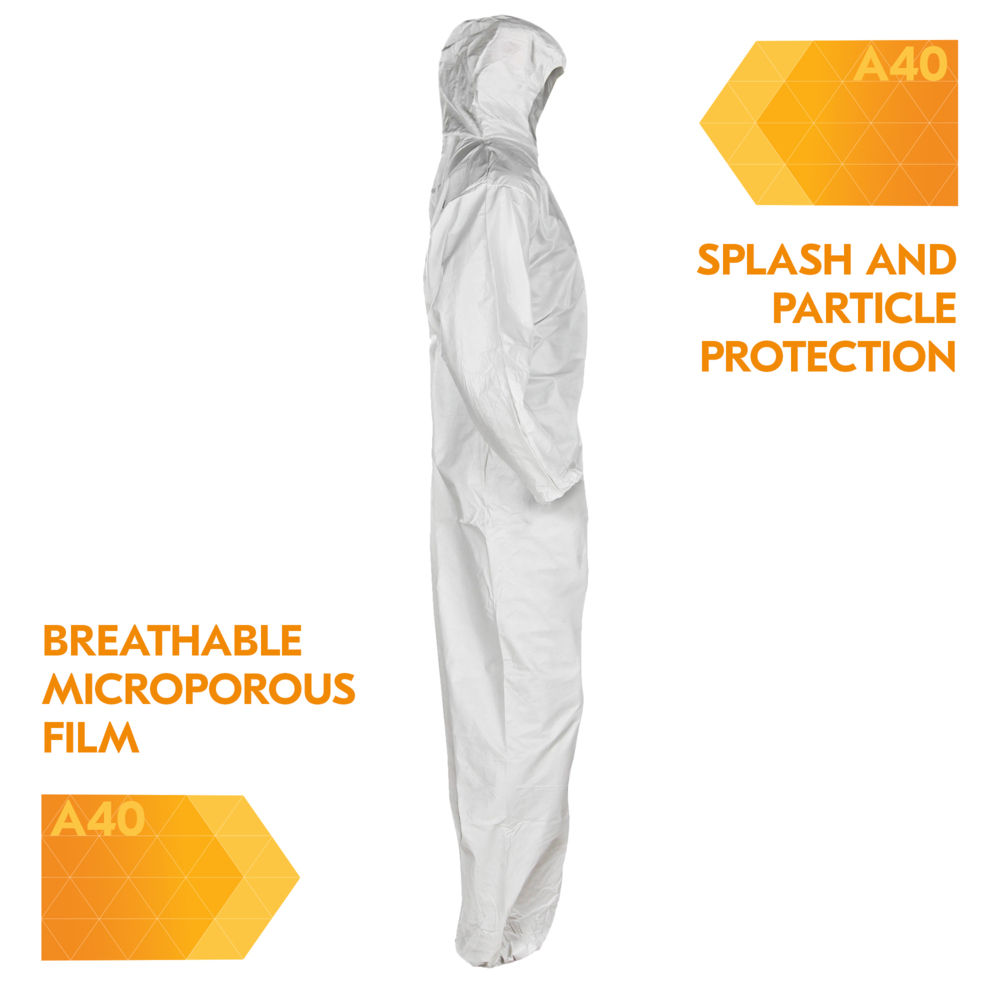 Case of 25 KleenGuard A40 44324 Hooded White Protective Coveralls XL for sale online Case of 25 KleenGuard A40 44324 Hooded White Protective Coveralls XL for sale online