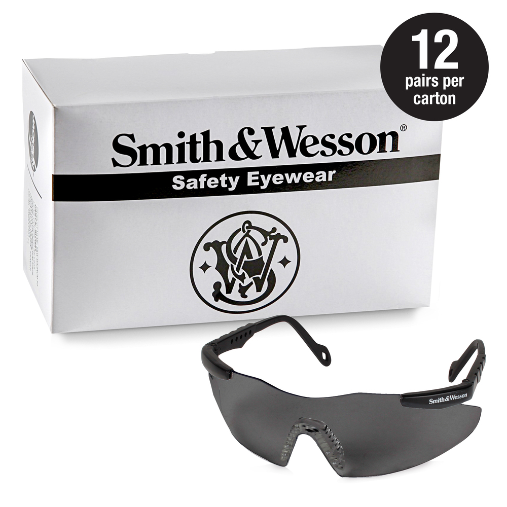 Smith & Wesson® Safety Glasses (19823), Magnum 3G Safety Eyewear, Smoke Lenses with Black Frame